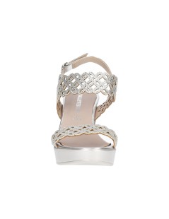 Valleverde Sandalo Tacco Plateau Doppia Fascia Argento