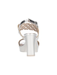 Valleverde Sandalo Tacco Plateau Doppia Fascia Argento