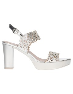 Valleverde Sandalo Tacco Plateau Doppia Fascia Argento