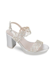 Valleverde Sandalo Tacco Plateau Doppia Fascia Argento