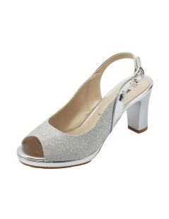 Valleverde Sandalo Cerimonia Plateau Glitter Laminato Silver