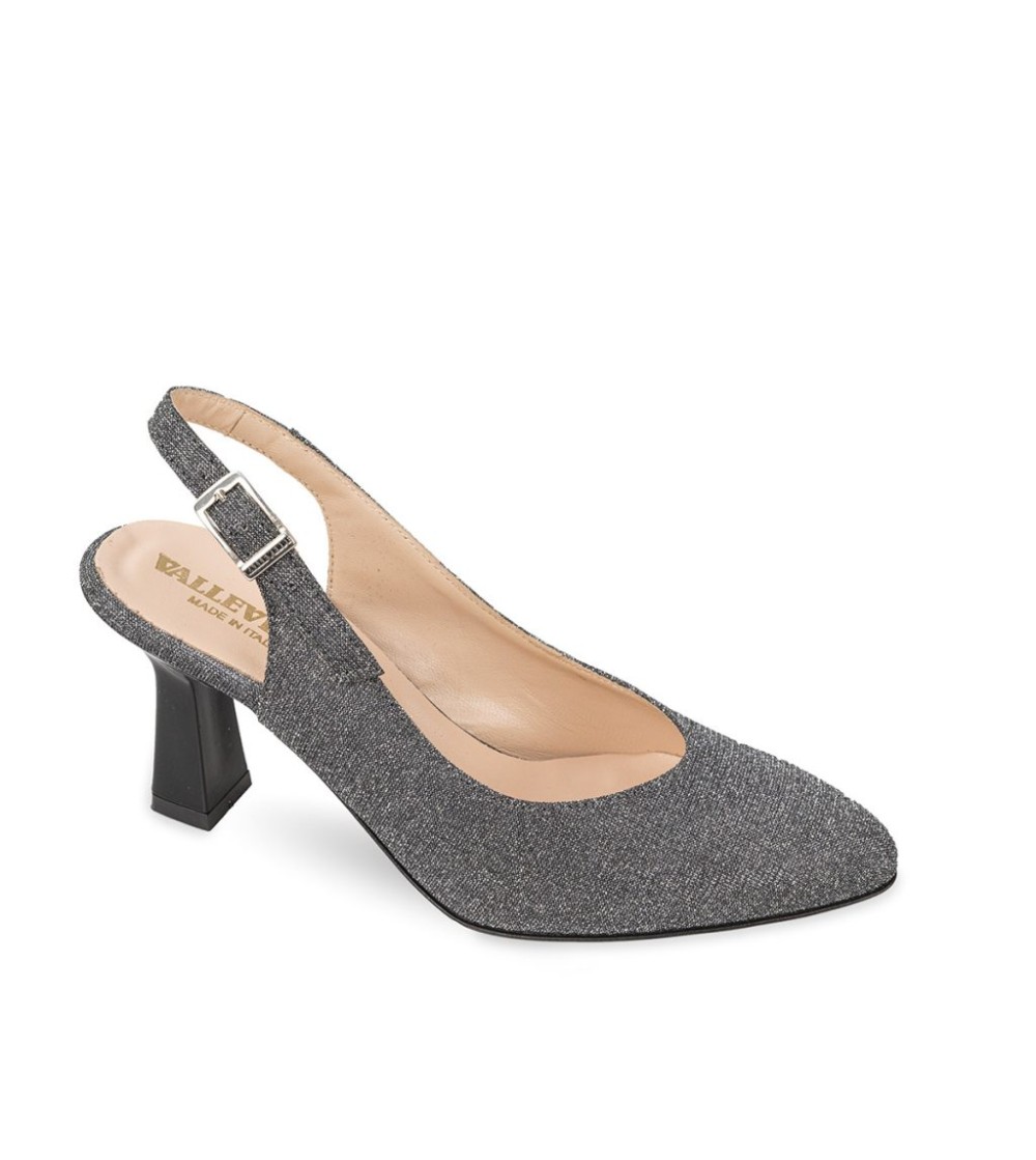 Valleverde Slingback Tacco Quadrato  Semi Punta Antracite