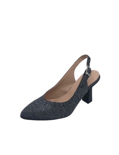 Valleverde Slingback Tacco Quadrato  Semi Punta Antracite