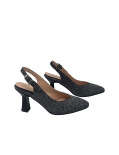 Valleverde Slingback Tacco Quadrato  Semi Punta Antracite