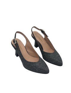 Valleverde Slingback Tacco Quadrato  Semi Punta Antracite