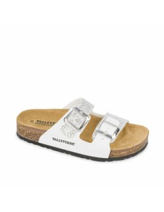 Valleverde Ciabatta Bio Soft Doppia Fibbia Bianco Argento