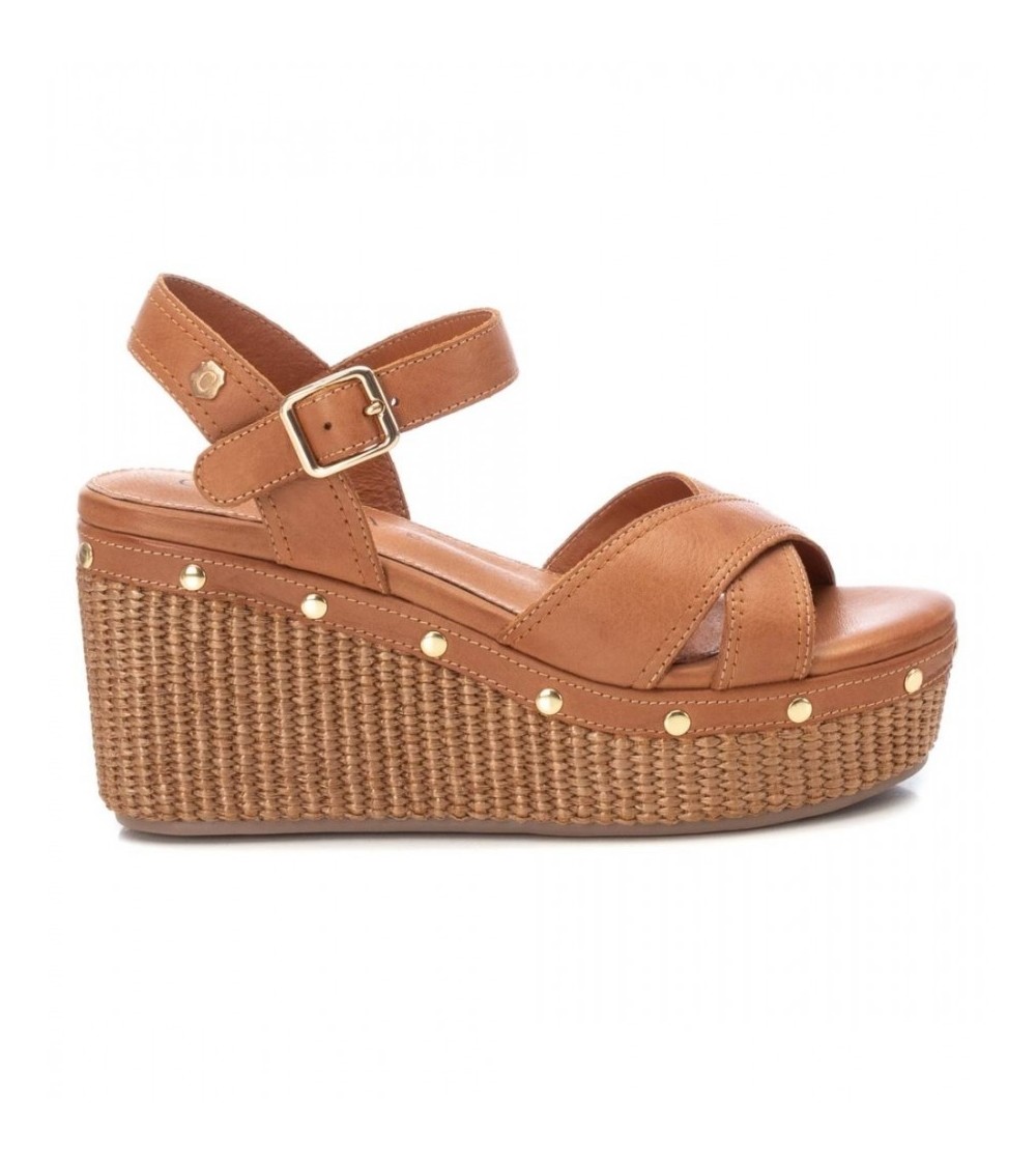 Carmela Sandalo Zeppa Alta Rete con Borchie Cammello