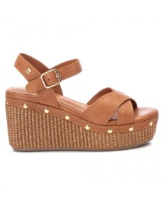 Carmela Sandalo Zeppa Alta Rete con Borchie Cammello