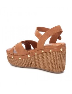 Carmela Sandalo Zeppa Alta Rete con Borchie Cammello