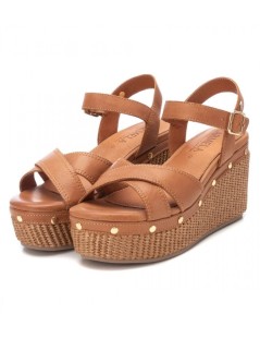 Carmela Sandalo Zeppa Alta Rete con Borchie Cammello