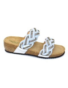 Grunland Ciabatta Bio Treccia Strass Camoscio Cielo