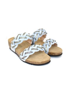 Grunland Ciabatta Bio Treccia Strass Camoscio Cielo