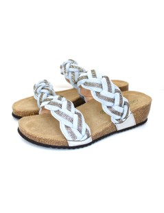 Grunland Ciabatta Bio Treccia Strass Camoscio Cielo