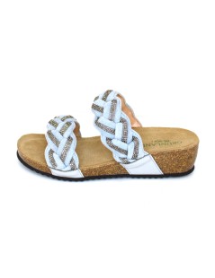 Grunland Ciabatta Bio Treccia Strass Camoscio Cielo