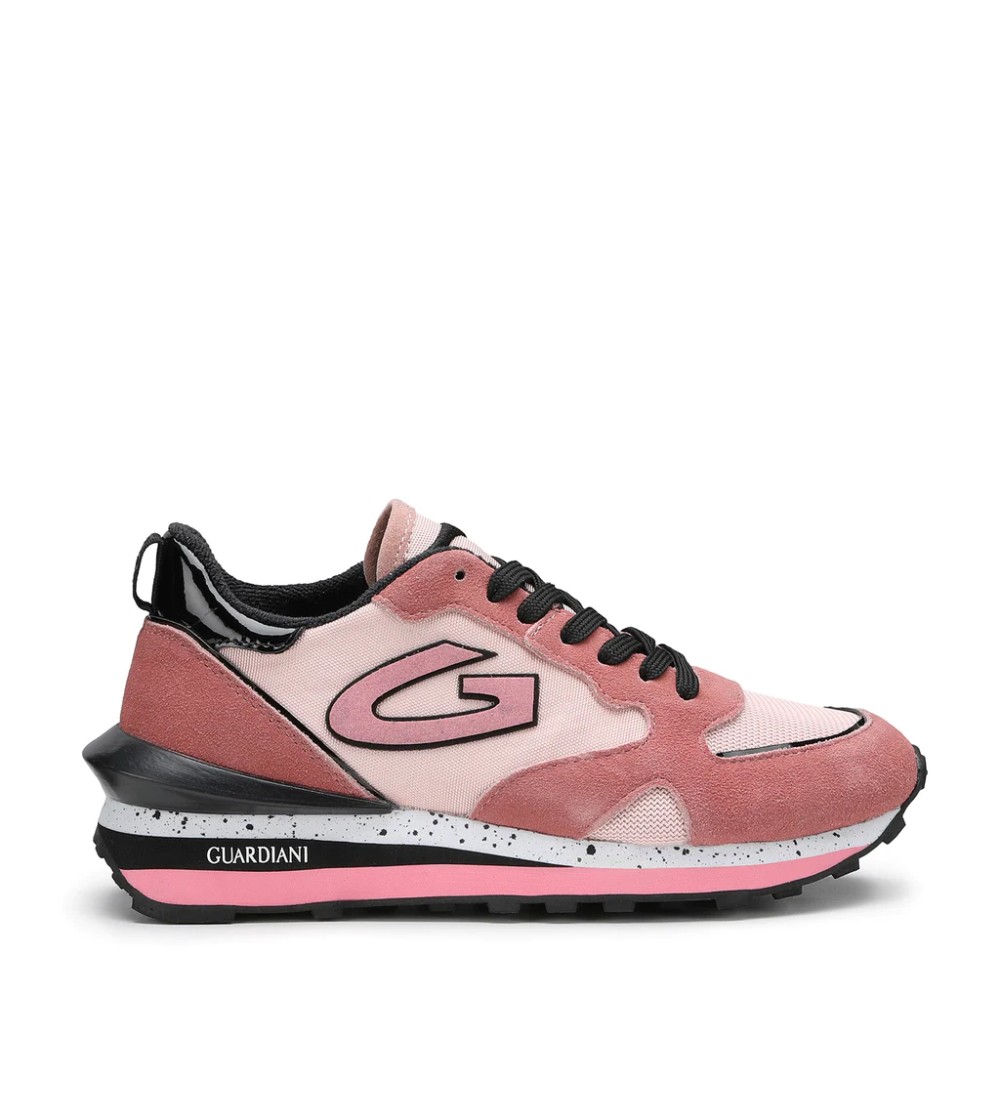Guardiani WEN Sneakers Logo Rilievo Camoscio Tessuto Inserto Tallone Rosa