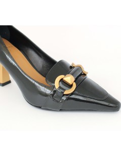 Chantal Decollette Accollata Morsetto Vernice Nero Oro