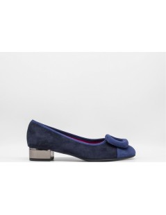 Le Babe Ballerina con Spilla a Specchio Tacco Basso Specchio Blu