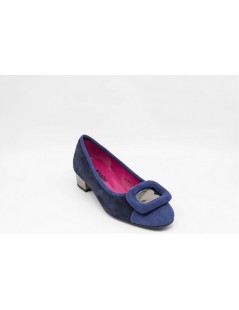 Le Babe Ballerina con Spilla a Specchio Tacco Basso Specchio Blu