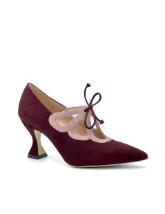 Elata Decollete Tacco Medio Gabbietta con Laccio Bordeaux