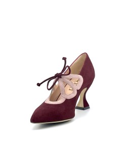 Elata Decollete Tacco Medio Gabbietta con Laccio Bordeaux