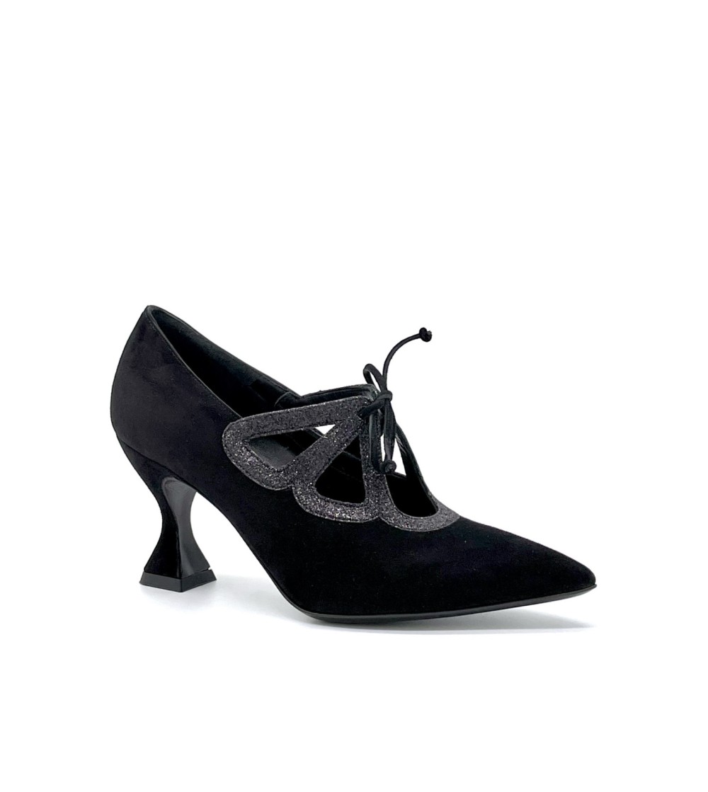 Elata Decollete Tacco Medio Gabbietta con Laccio Nero