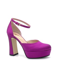 Elata Decollete Plateau Tacco Alto Aperto Braccialetto Raso Iris