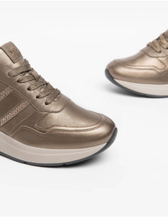 Nero Giardini Sneakers Fondo Medio Strass Laterali Marrone