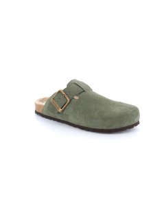 Grunland Ciabatta Boston Sottopiede Lana Fibbia Oliva