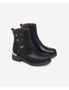 Nero Giardini Tronchetto Zip Borchie con Laccio Intrecciato Nero