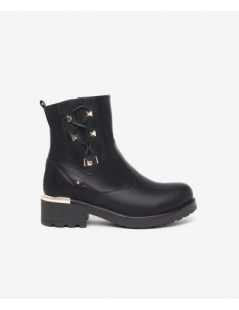 Nero Giardini Tronchetto Zip Borchie con Laccio Intrecciato Nero