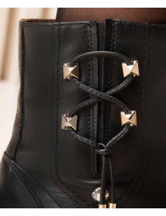 Nero Giardini Tronchetto Zip Borchie con Laccio Intrecciato Nero