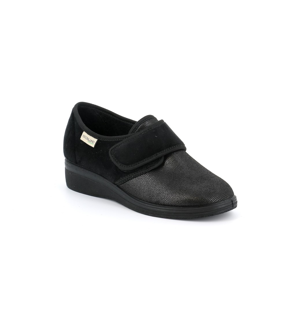 Grunland Pantofola Classic Velcro Elasticizzata Nero