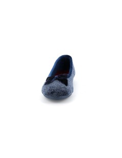 Grunland Pantofolina con Fiocco Velour Blu