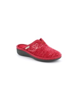 Grunland Ciabatta Comfort Lana Cuore Strass Bordeaux
