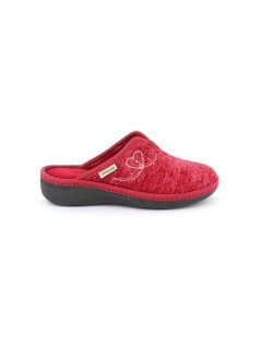 Grunland Ciabatta Comfort Lana Cuore Strass Bordeaux