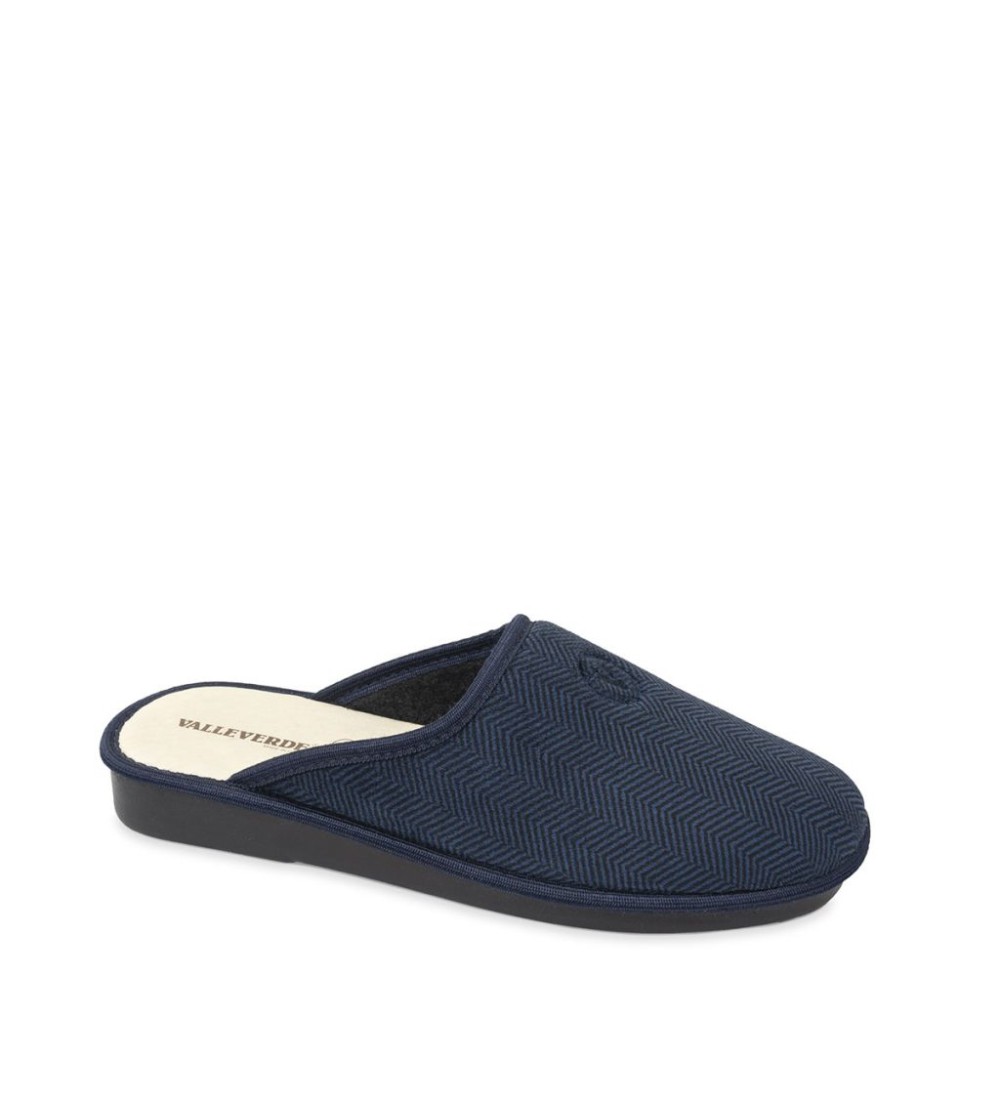 Valleverde Ciabatta Uomo Sottopiede Bassa Tessuto Spiga Blu