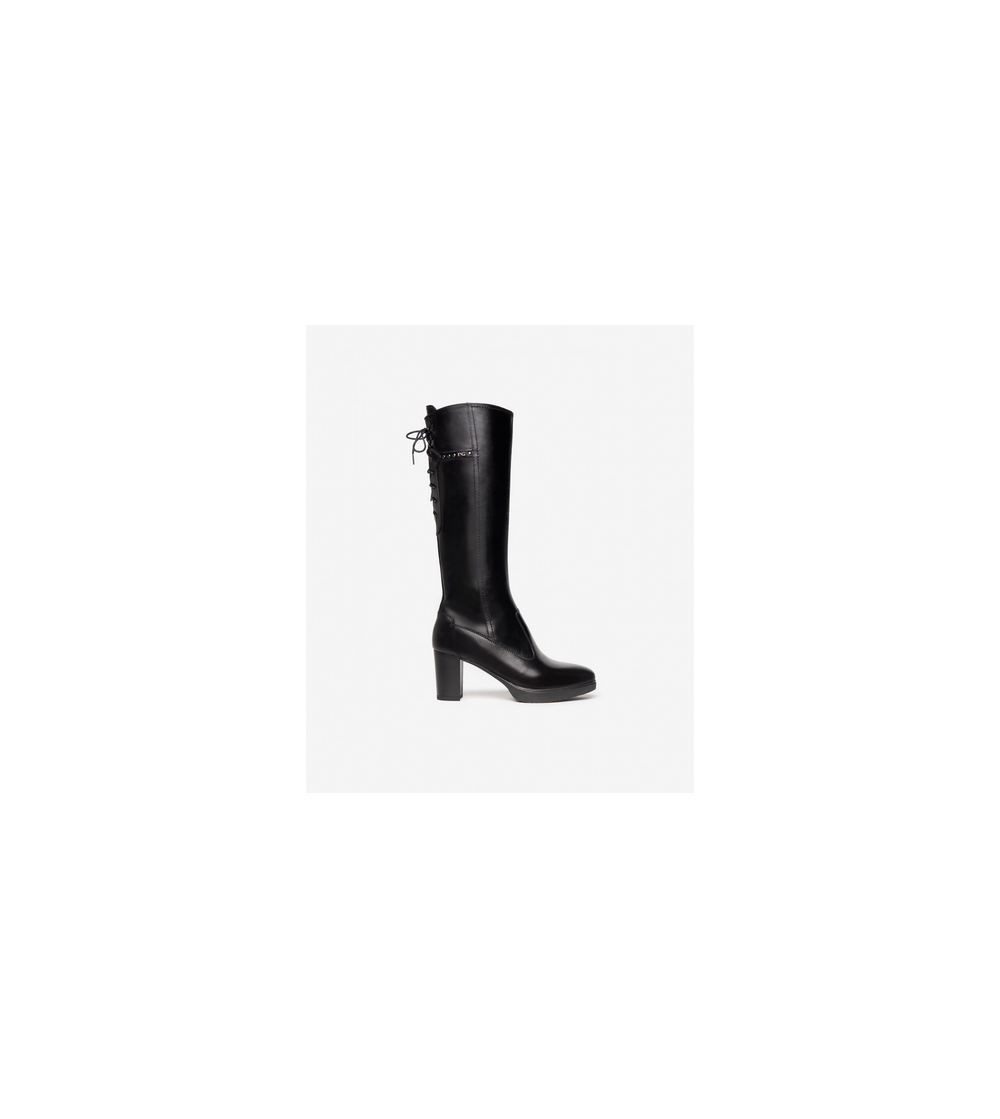 Nero Giardini Stivale Tacco Medio Lacci Dietro Zip Laterale Nero