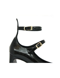 Noa Decollette Mary Jane Doppio Braccialetto Vernice Nero