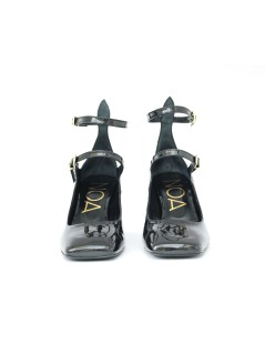 Noa Decollette Mary Jane Doppio Braccialetto Vernice Nero