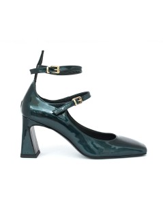 Noa Decollette Mary Jane Doppio Braccialetto Vernice Petrolio