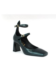 Noa Decollette Mary Jane Doppio Braccialetto Vernice Petrolio