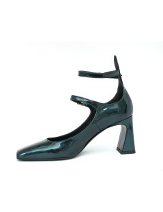 Noa Decollette Mary Jane Doppio Braccialetto Vernice Petrolio