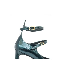 Noa Decollette Mary Jane Doppio Braccialetto Vernice Petrolio