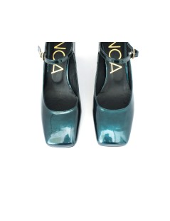 Noa Decollette Mary Jane Doppio Braccialetto Vernice Petrolio