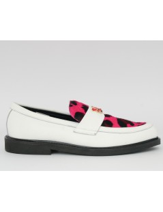 Hego's Mocassino Mascherina Animalier Spilla Strass Avorio Fucsia