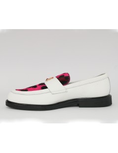 Hego's Mocassino Mascherina Animalier Spilla Strass Avorio Fucsia