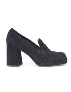 Noa Mocassino Plateau Tacco Alto Camoscio Nero