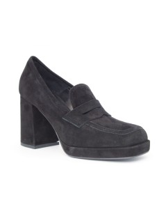 Noa Mocassino Plateau Tacco Alto Camoscio Nero