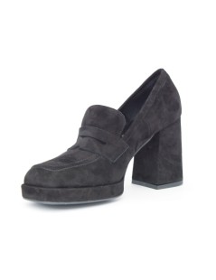 Noa Mocassino Plateau Tacco Alto Camoscio Nero