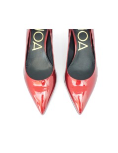 Noa Decollette Punta Tacco Medio Vernice Perlata Rosso